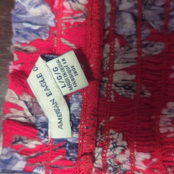 American Eagle Outfitters red blue floral romper - Picture 6 of 9